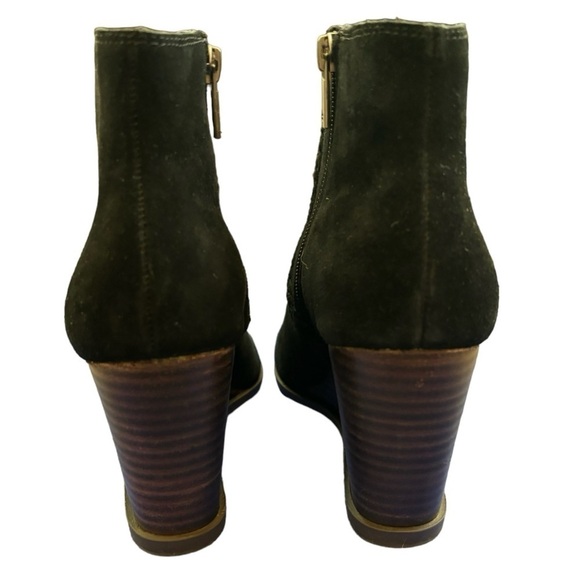 Lucky Brand Black Lureli Peep-Toe Platform Wedge Suede Bootie Size 7.5 - Picture 10 of 11